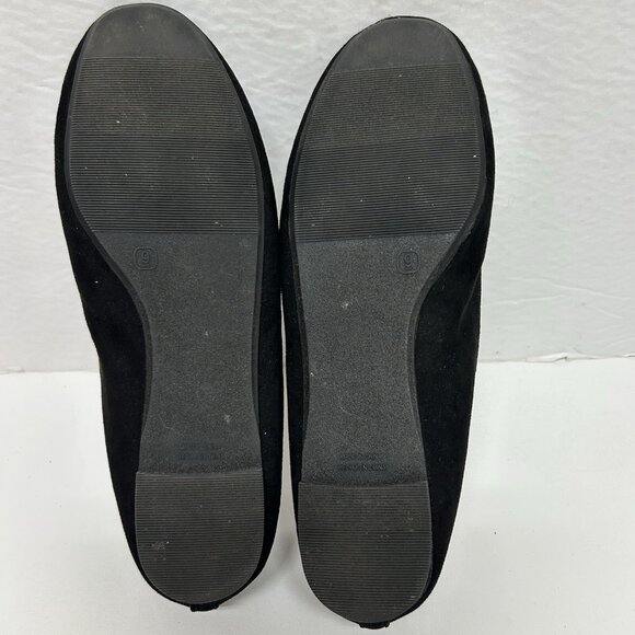 Old Navy Ballet Flats Size 9 Black Suede Leatherette Classic Casual Preppy Comfy - Picture 7 of 9
